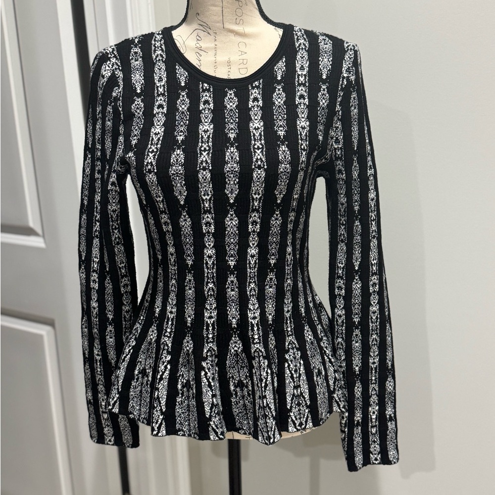 Black and White Striped Women's Sweater